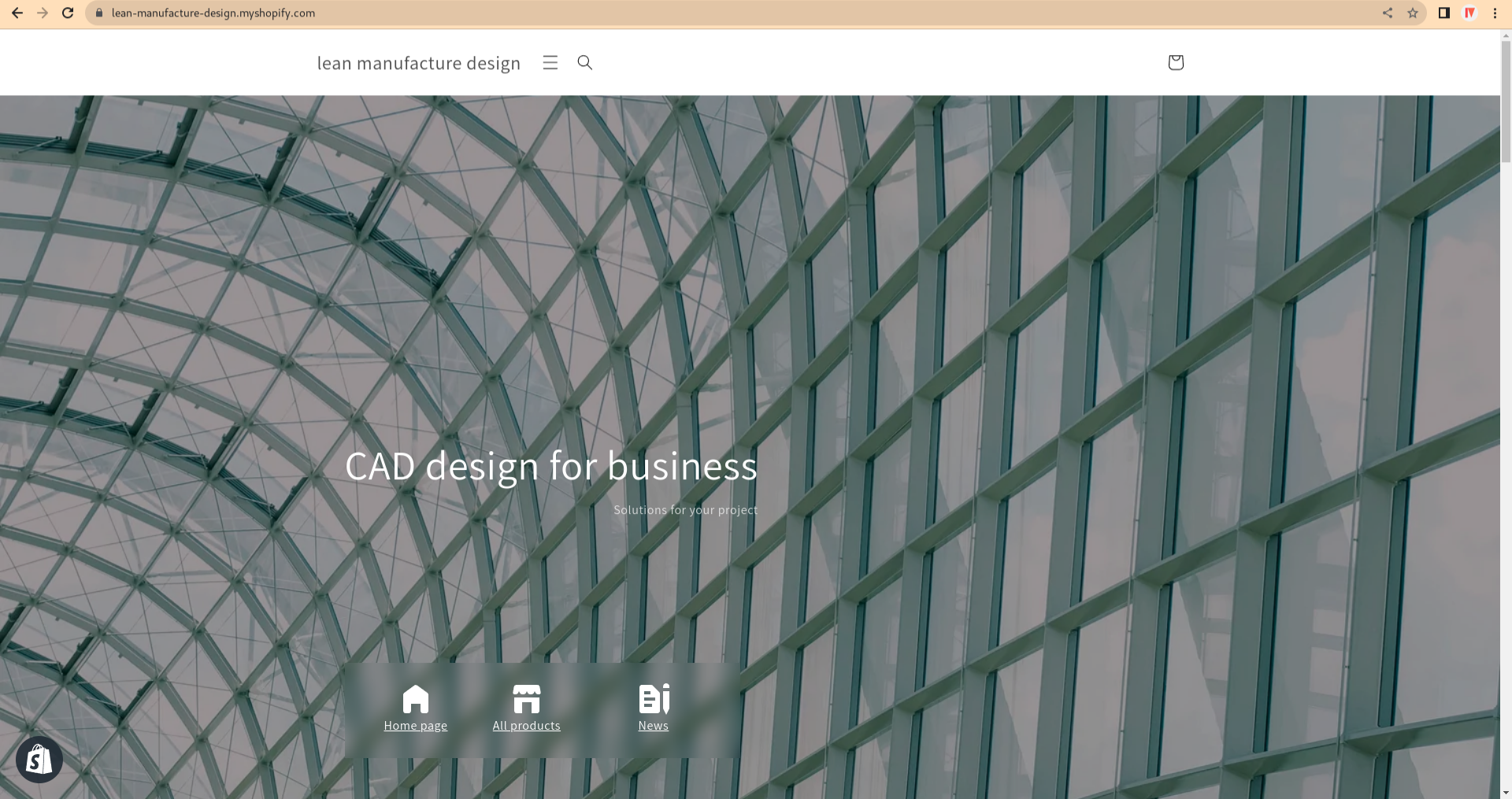 Shopify site with custom navbar