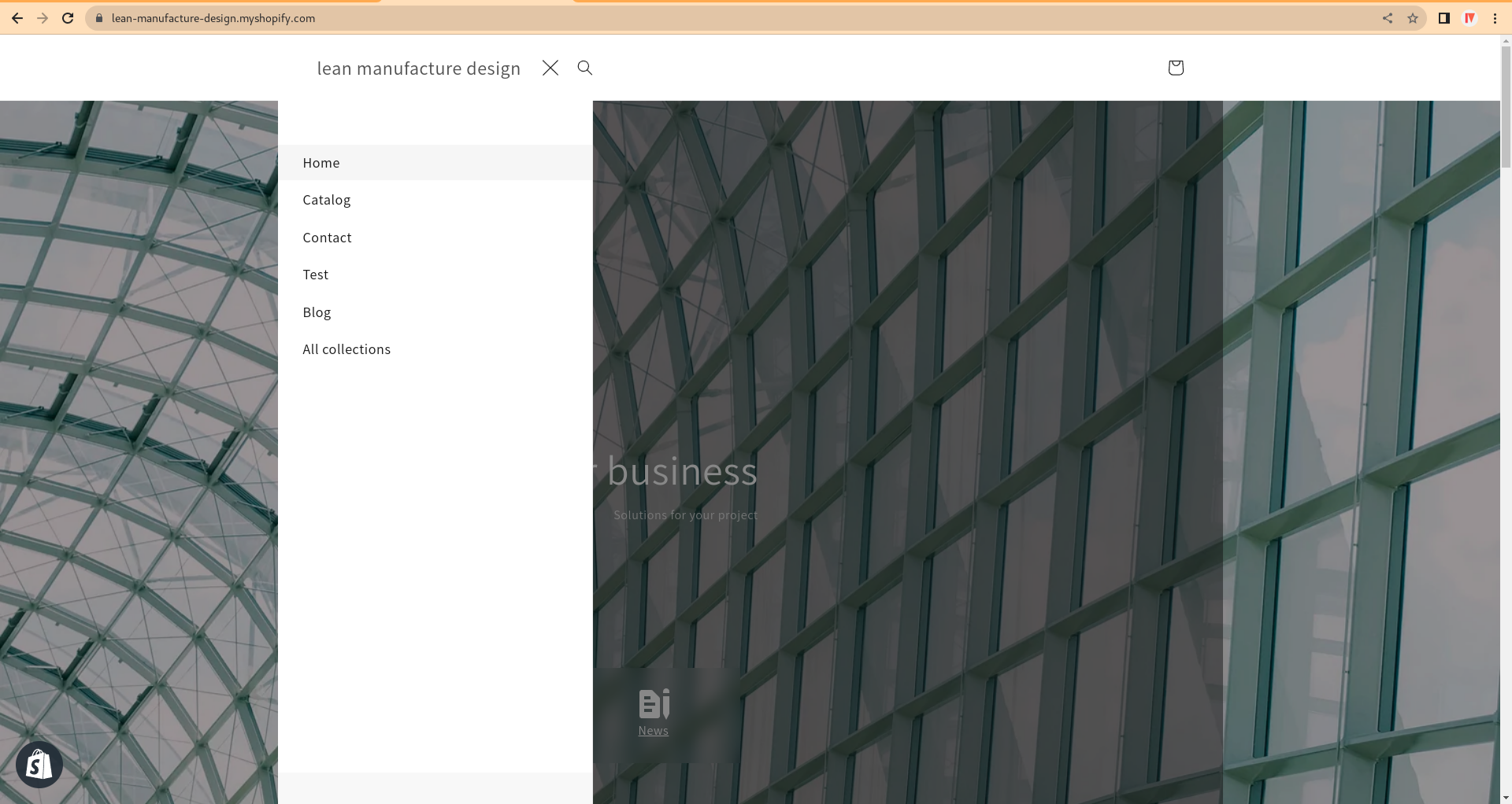 Demo of drawer menu in Dawn theme