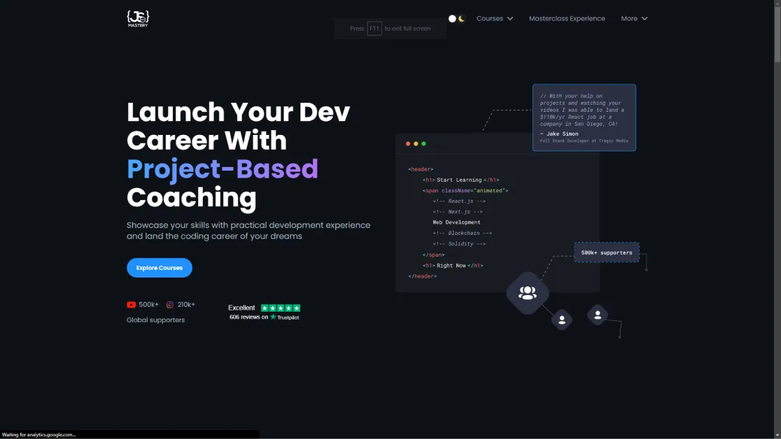JavaScript Mastery website screenshot 