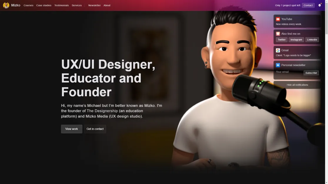 Michael Wong website screenshot