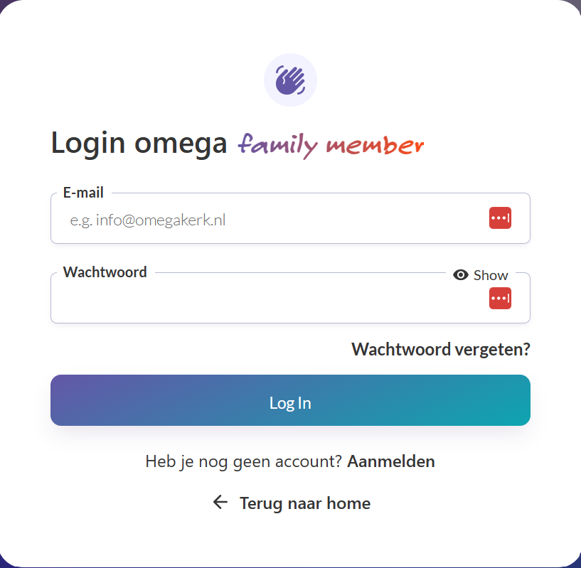 Omega Kerk Apeldoorn Family Member Login