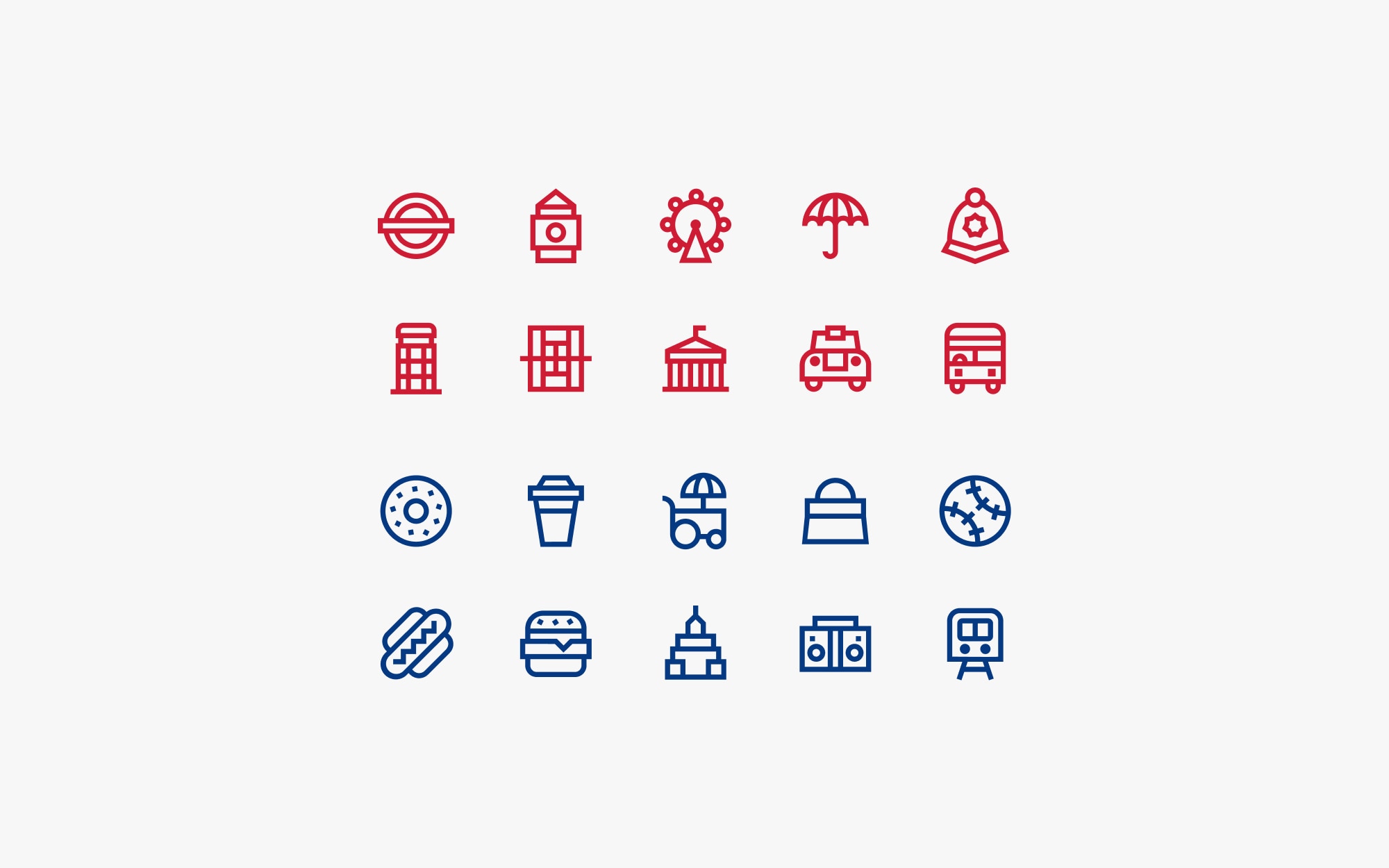 City-based icon sets, London and New York