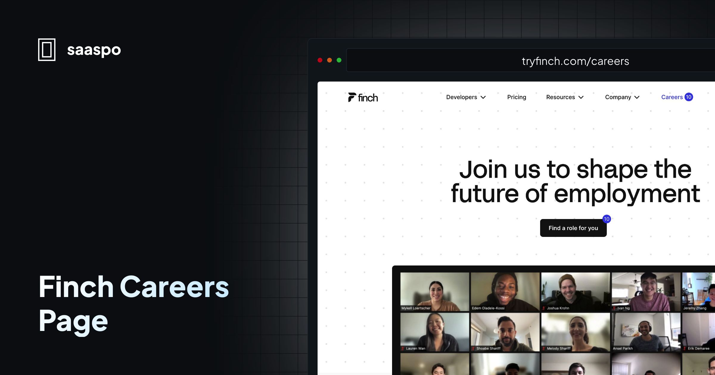 saaspo Finch Careers Page