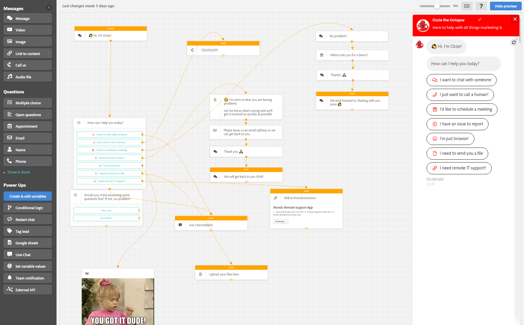 Chat Bot Site Map Example