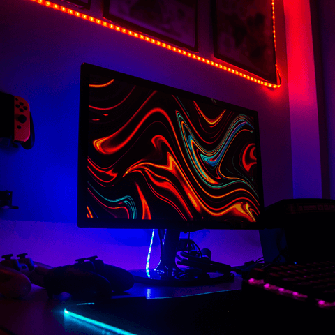 Desktop monitor on purple background for esports teams