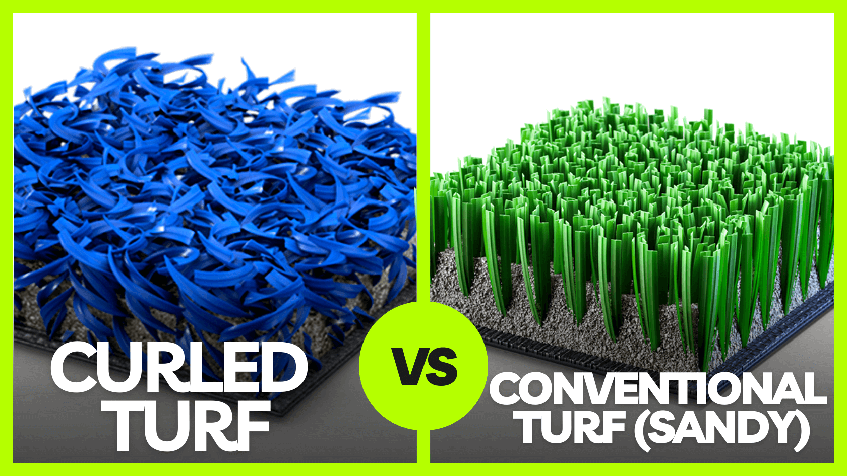 A comparison of new (less sandy) curled Mondo turf and conventional (sandy) turf