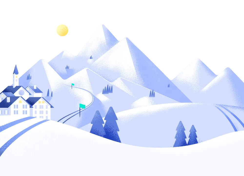 an illustrated snowy mountain