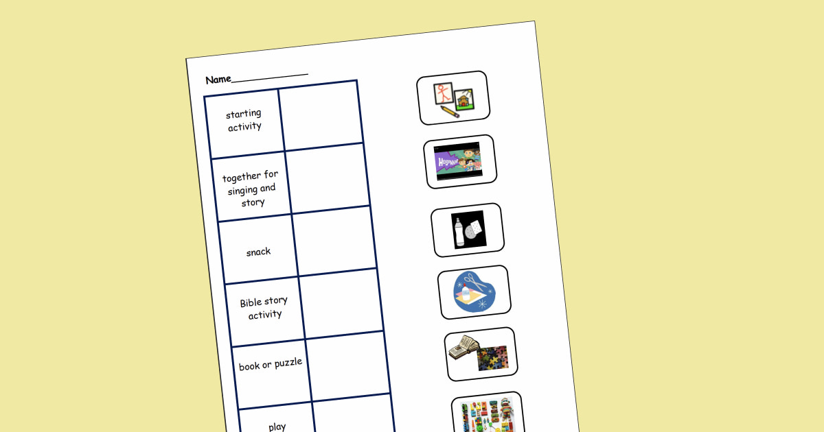 Example of the first visual timetable layout