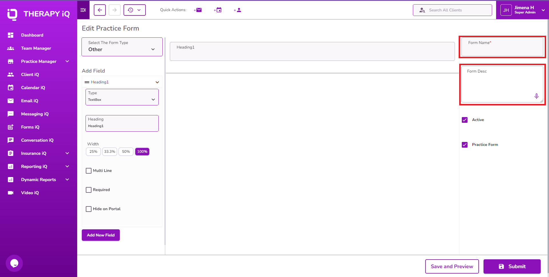 How to Create Practice Forms in Forms iQ - TiQ Help Center