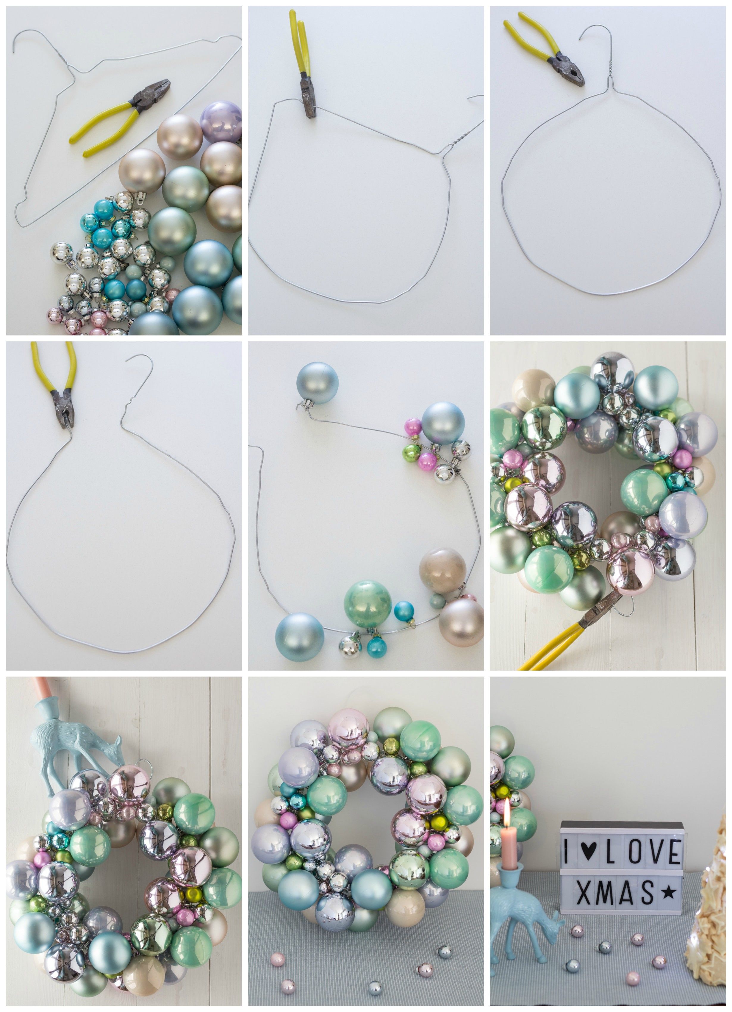 guirlanda de natal feita com cabide