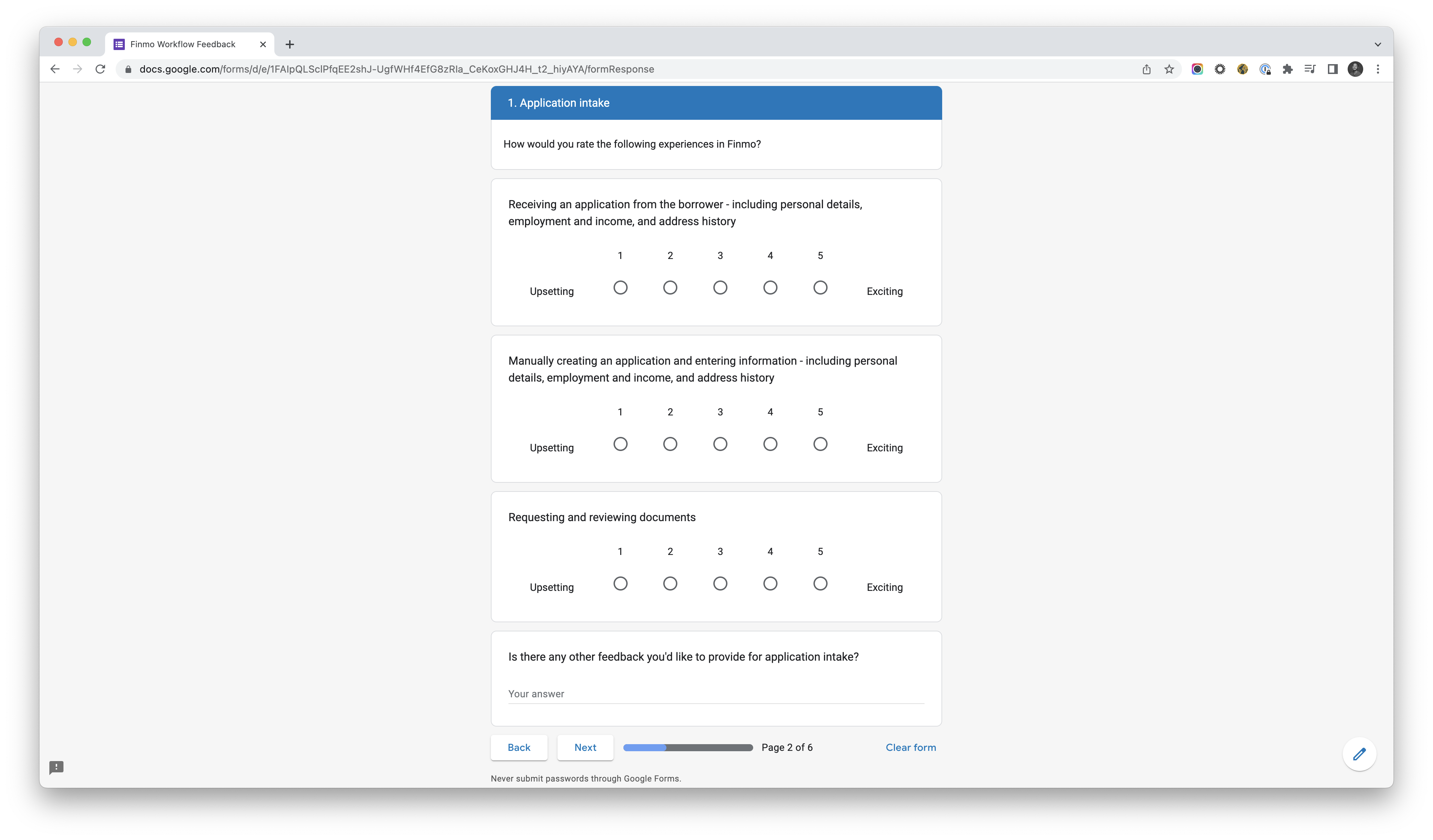 Google form survey