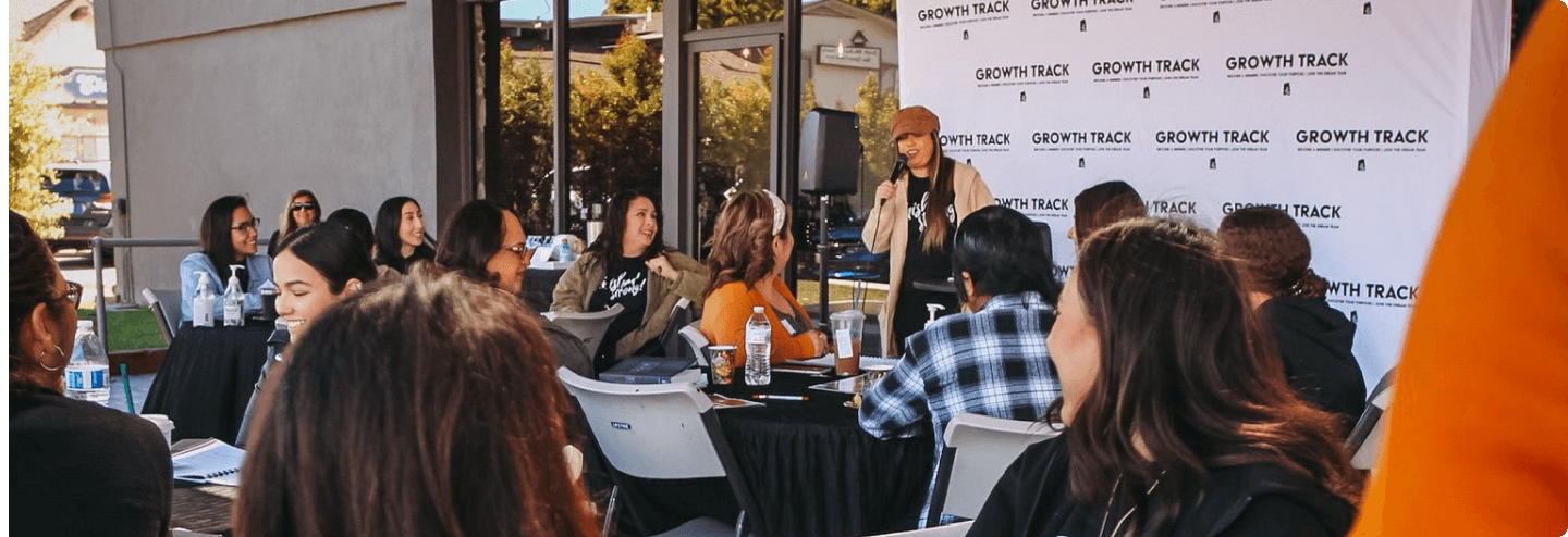 Girl giving presentation at growth track