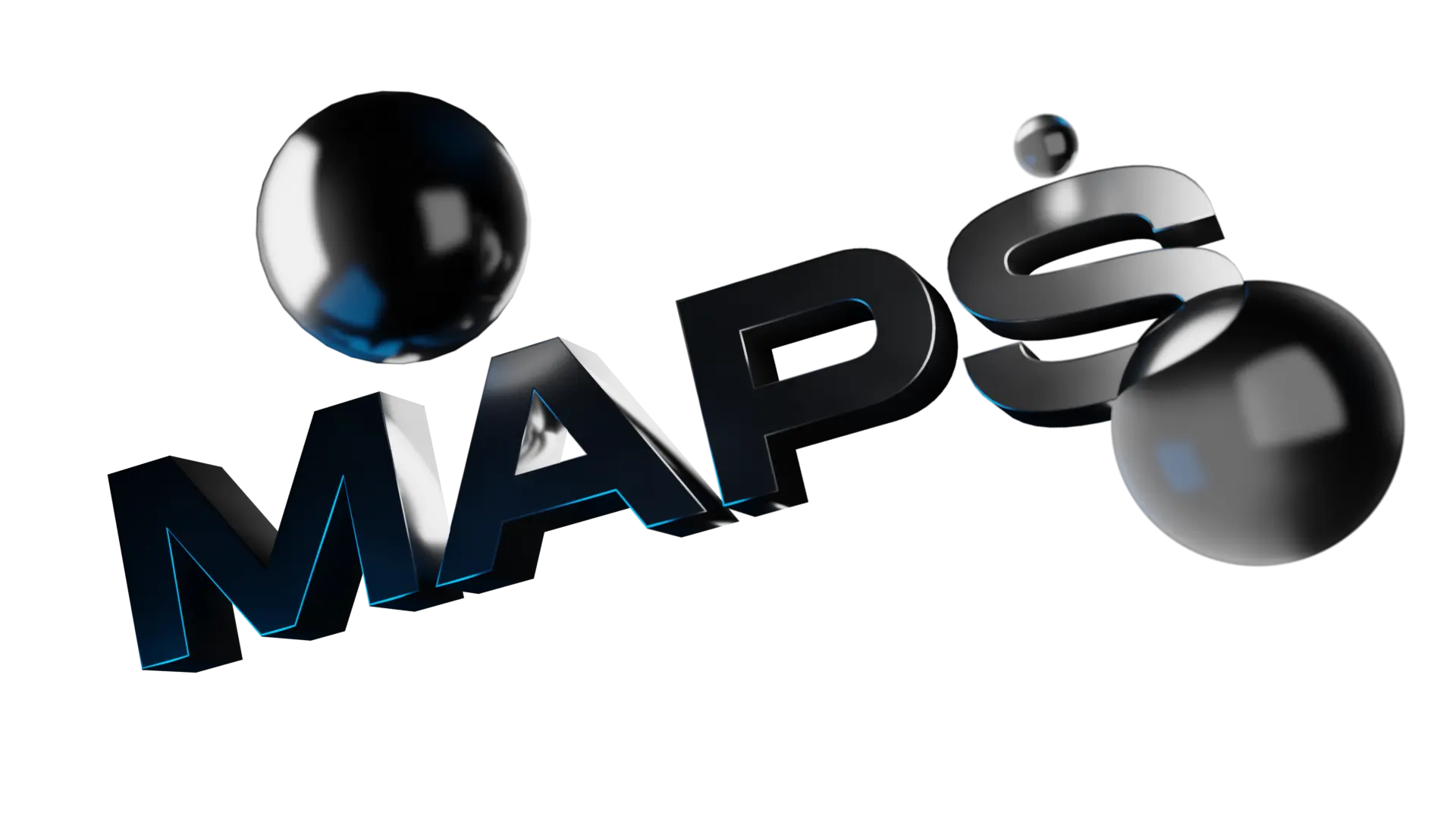 MAPS Logo in 3D rendering with glass spheres
