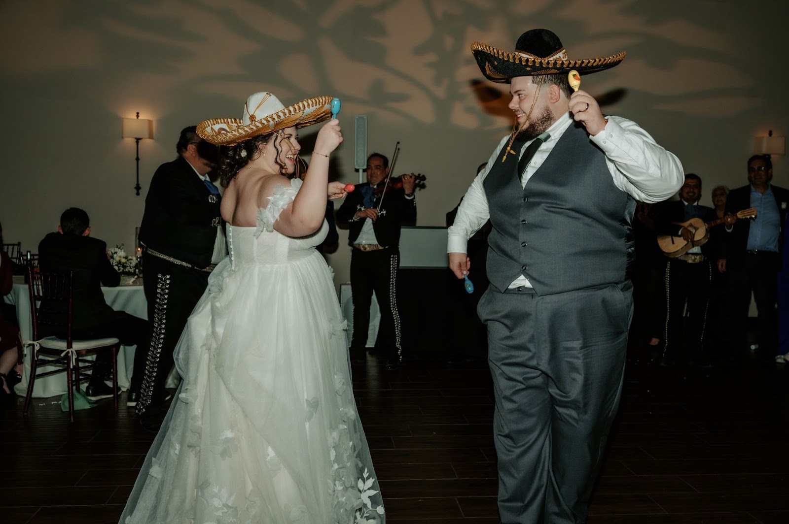 Bride and groom dance mariachi