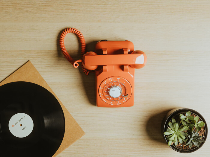 Orange Phone and Vinyl from Audio Guest Book