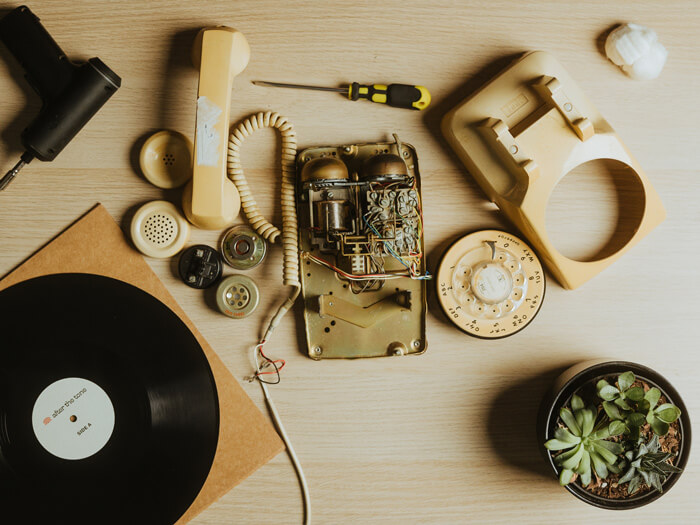 Disassembled Phone Audio Guest Book