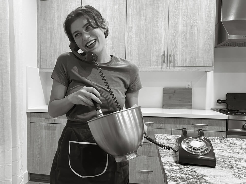 Girl talking on audio guest book