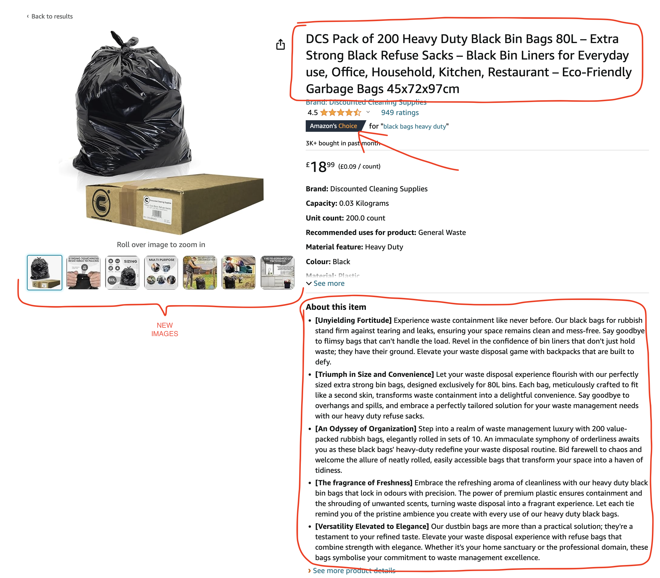 Optimised listing with Amazon's Choice badge