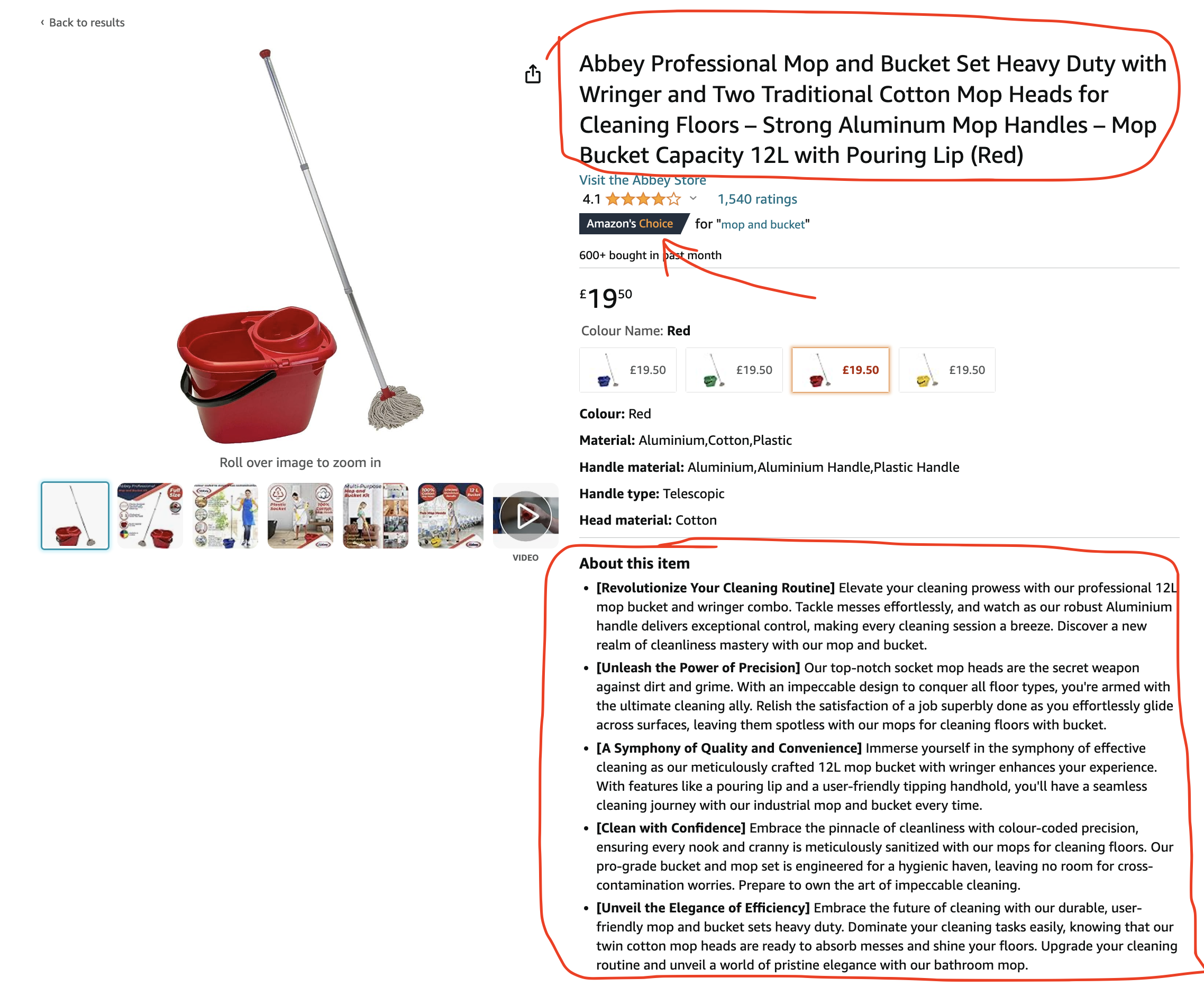 Fully optimised listing with the Amazon's Choice badge