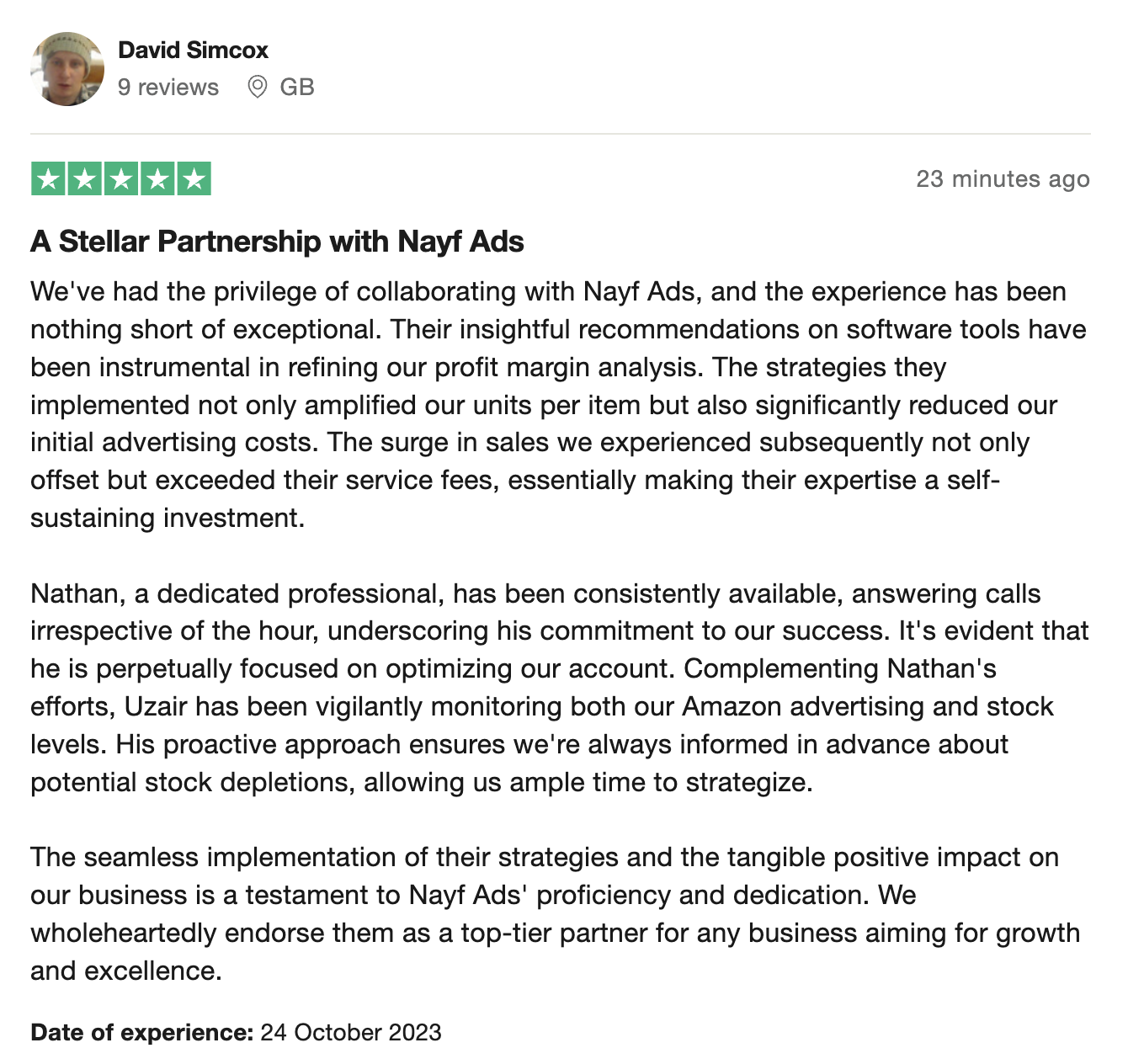 Verified client feedback