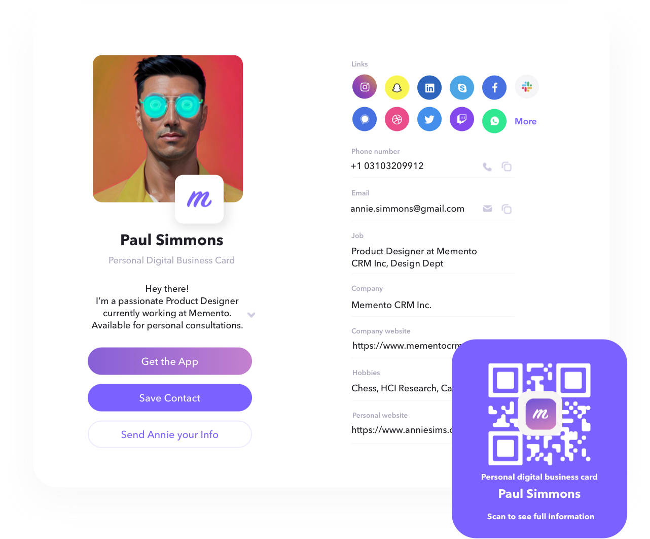 Memento digital business card