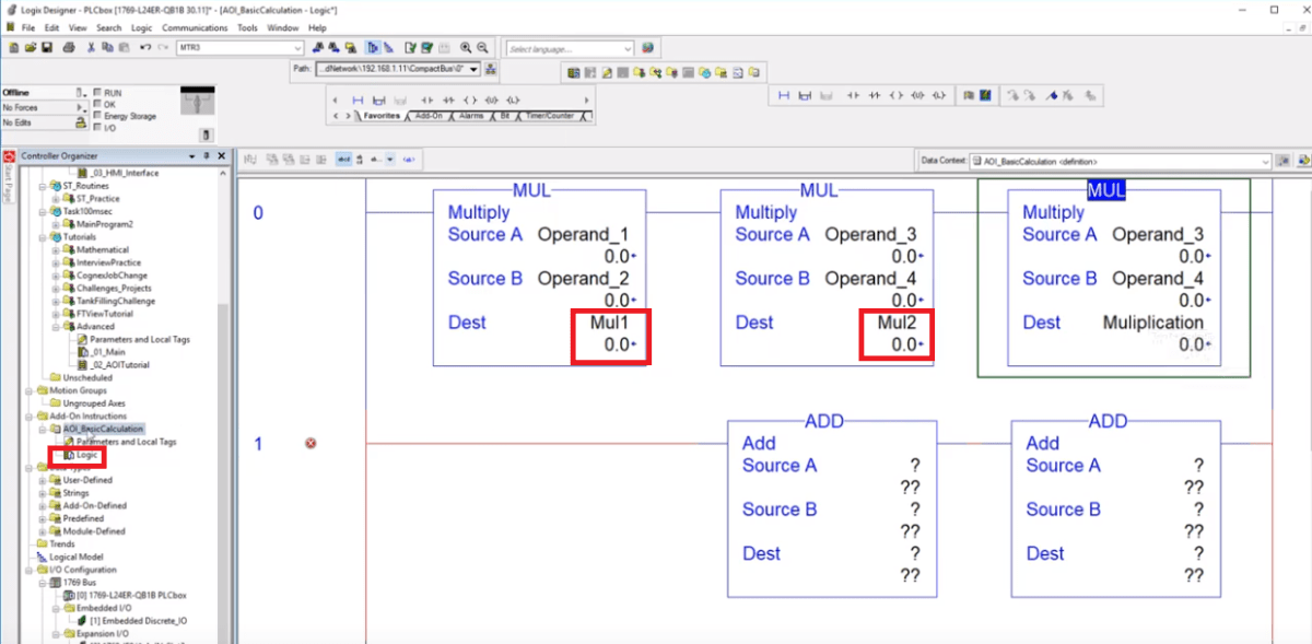 Add On Instructions Programming AOI RSLogix / Studio 5000 PLC