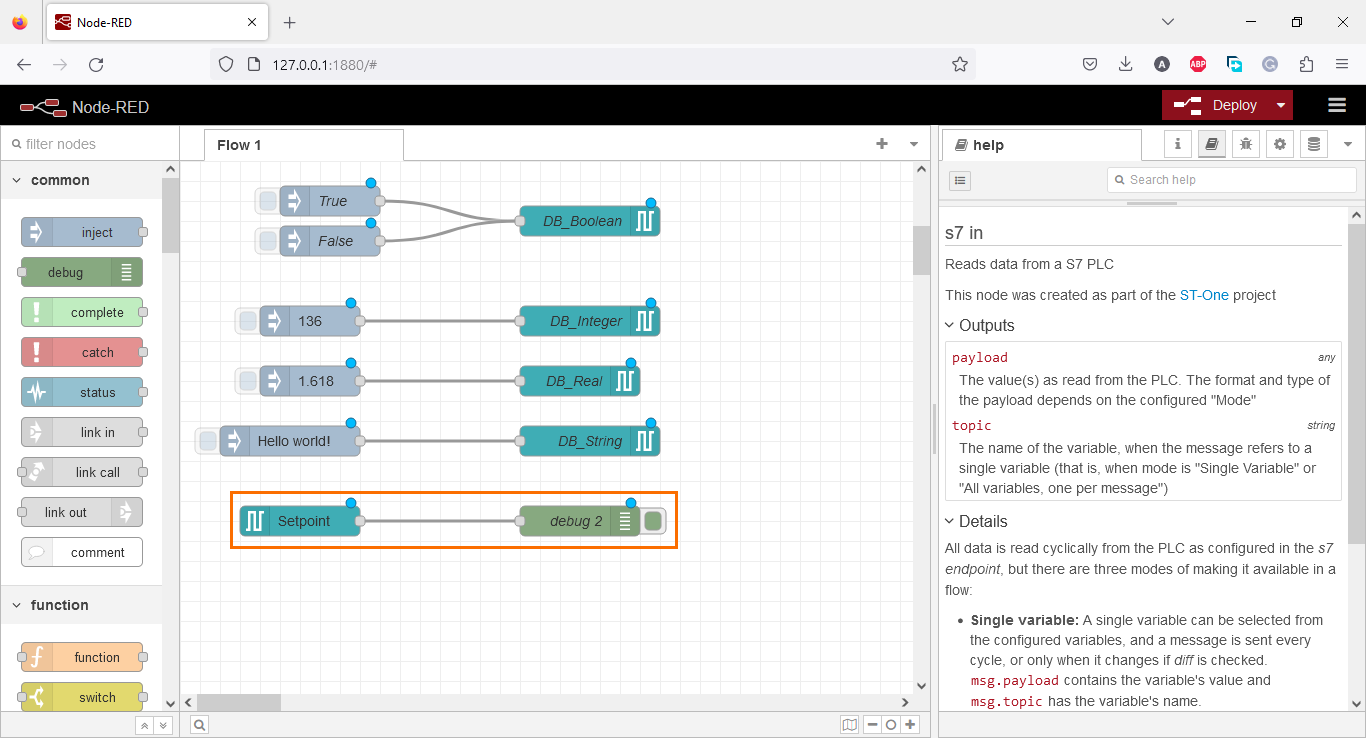 Accessing TIA Portal’s PLC tags using Node-RED