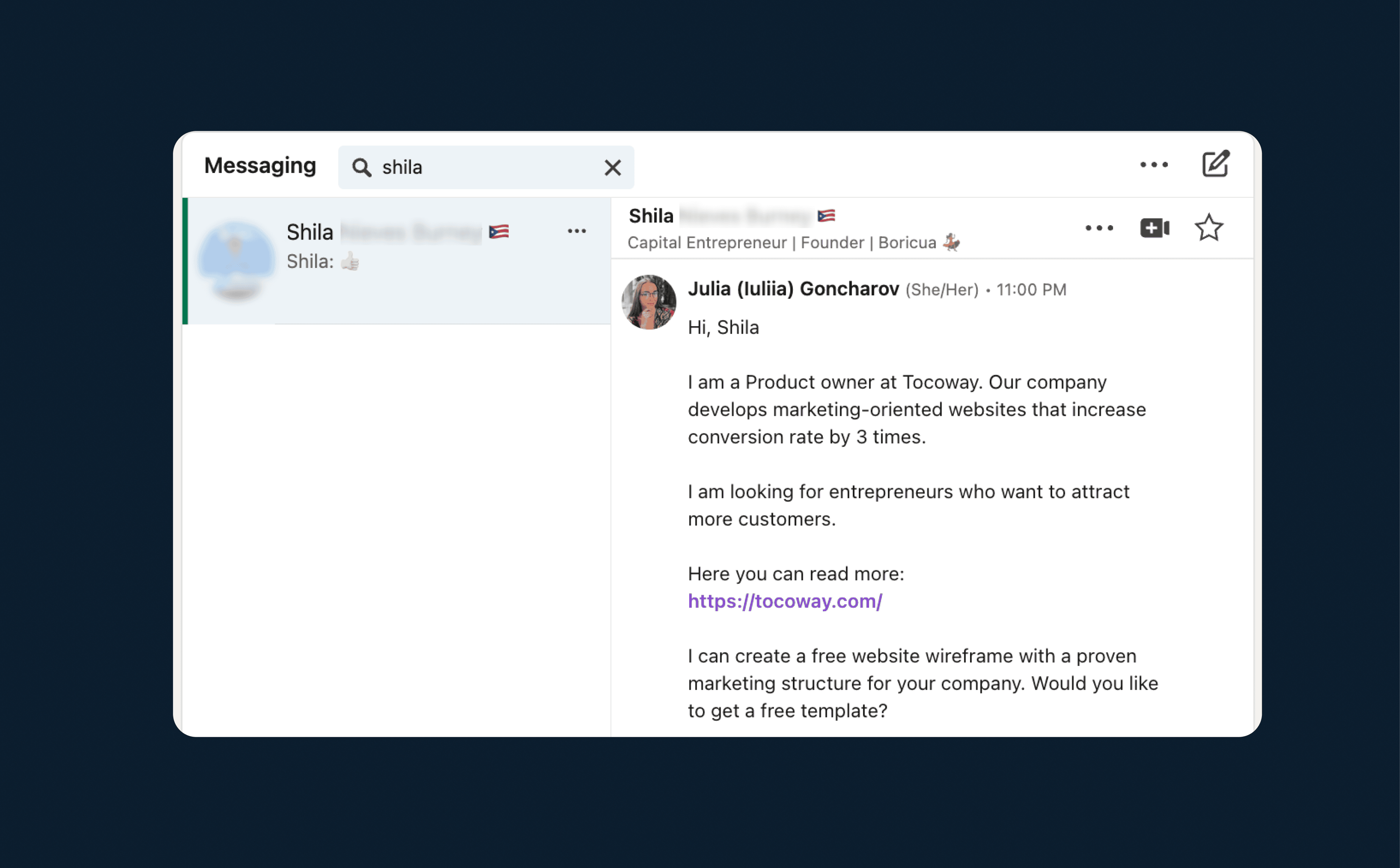 Tocoway.com Auto message