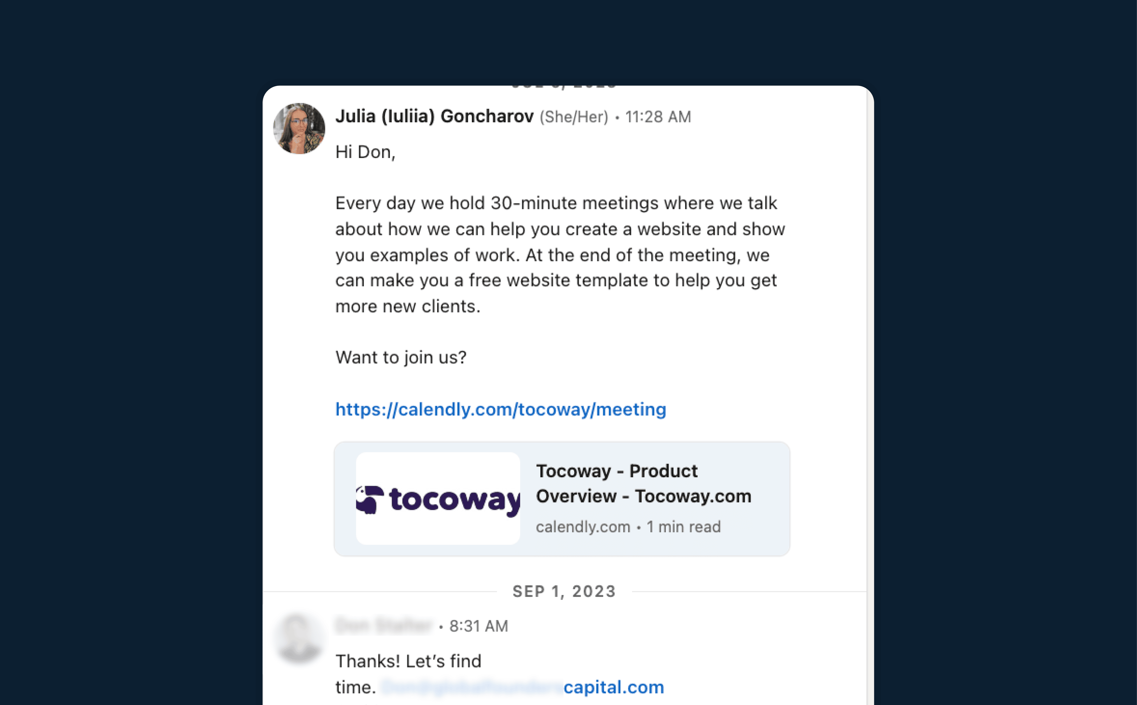 Tocoway.com Meeting Appoitment
