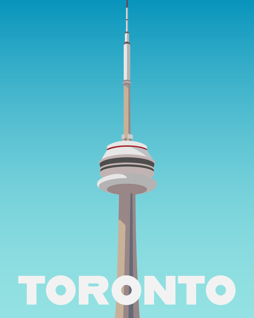 Travel poster for Toronto featuring the CN Tower