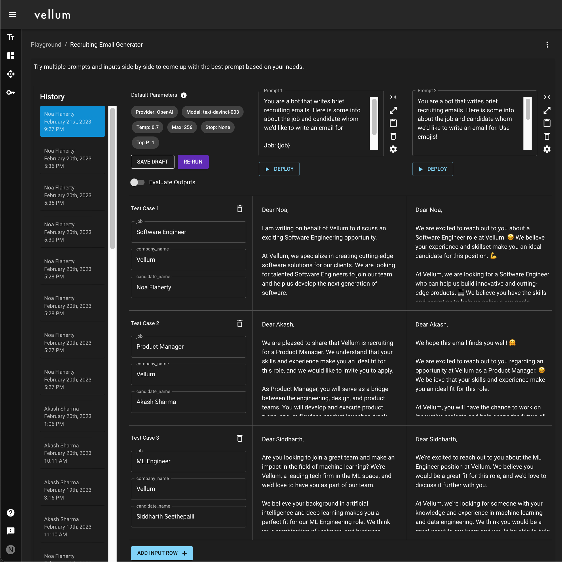 Products Vellum Dev platform for LLM apps
