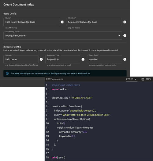 Products Vellum Dev platform for LLM apps