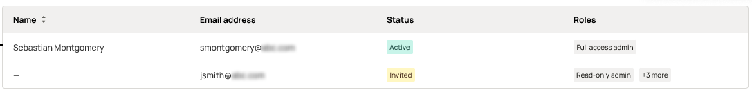 User list with the target user row selected