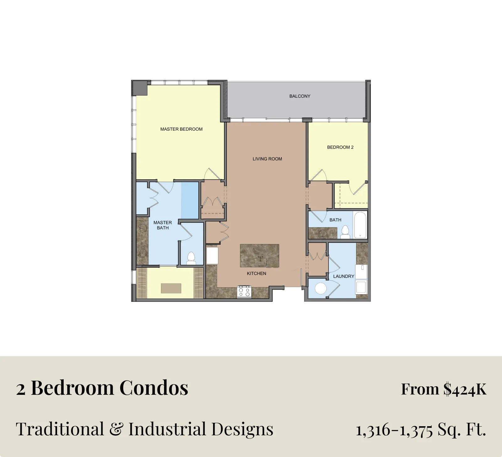 2 Bedroom Floor Plans