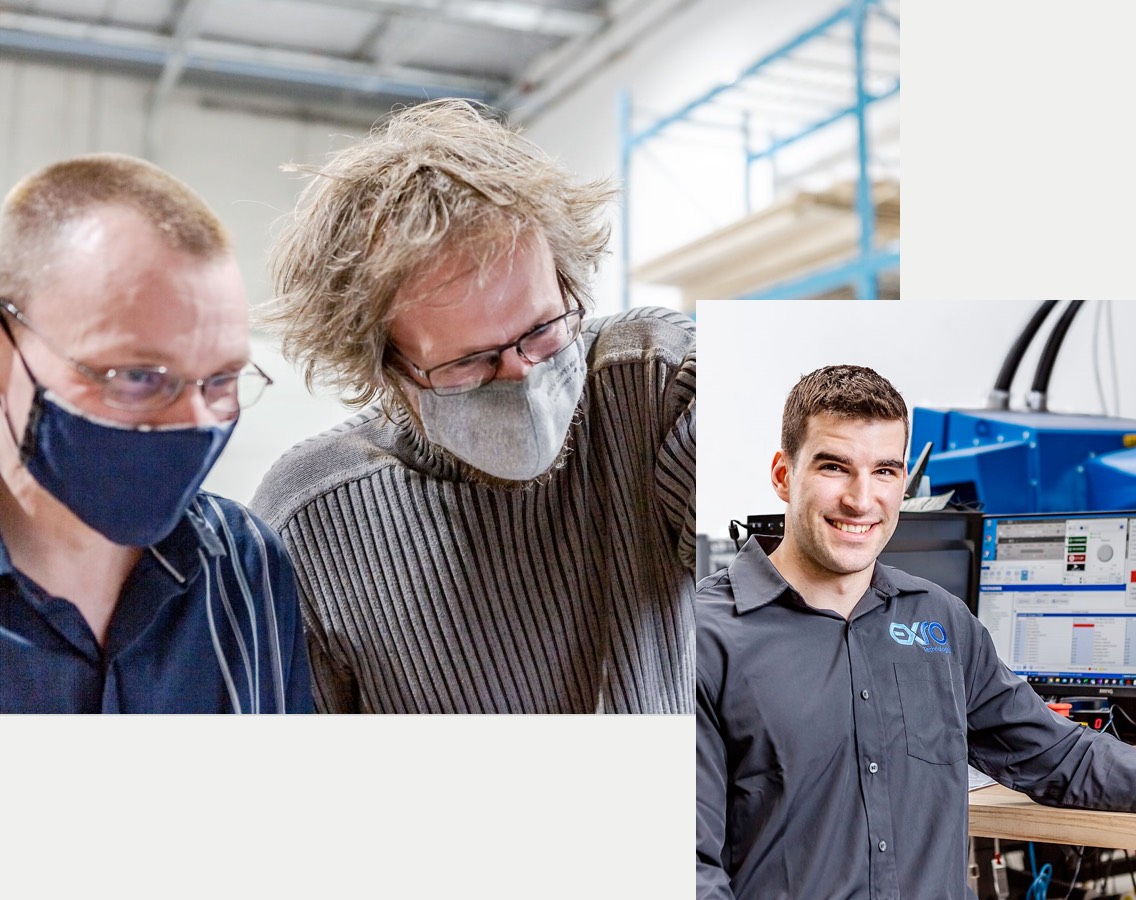 Exro team members: A Power Electronics Engineer, the Chief of Engineering, and a Software Engineer.