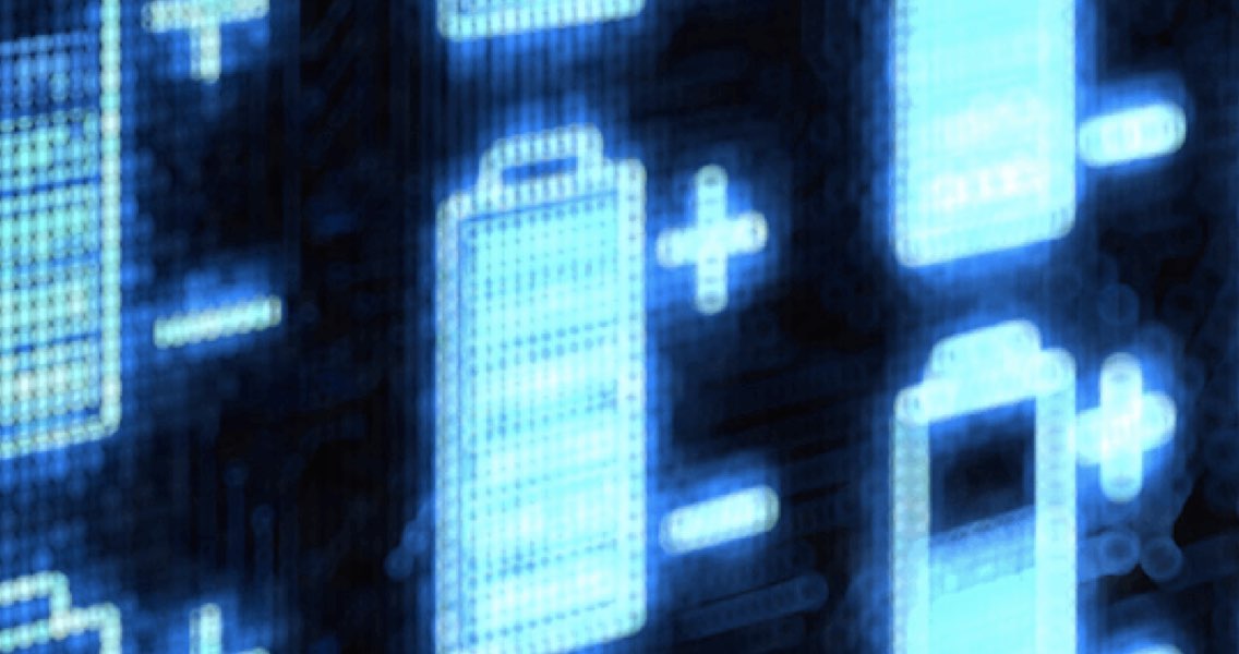 A blue computer display of battery energy levels.