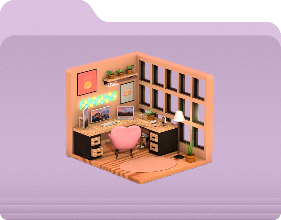 dossier présentant le projet 3D de chambre en low poly