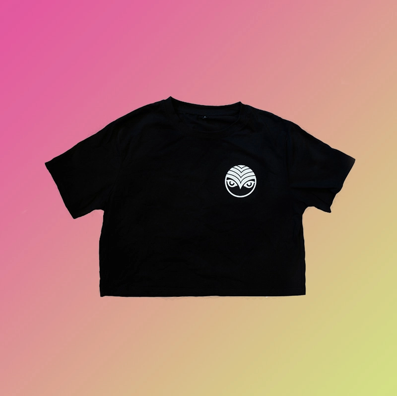 Black Crop Top Tee - Owl