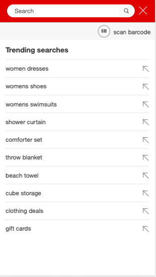 Target Popular searches