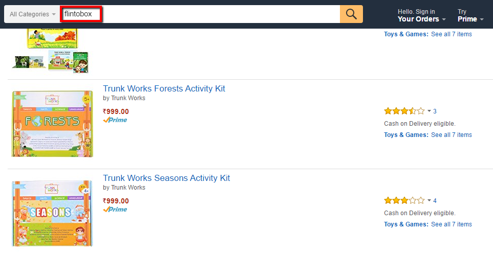 flintobox search listing on amazon