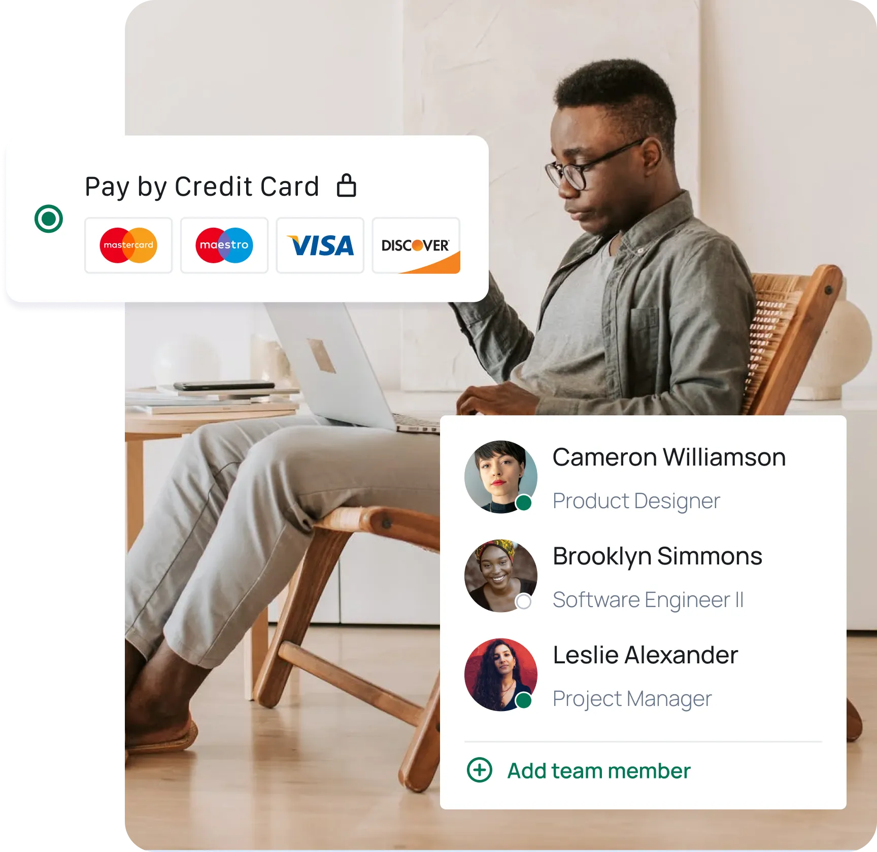 Guy looking at security of the card