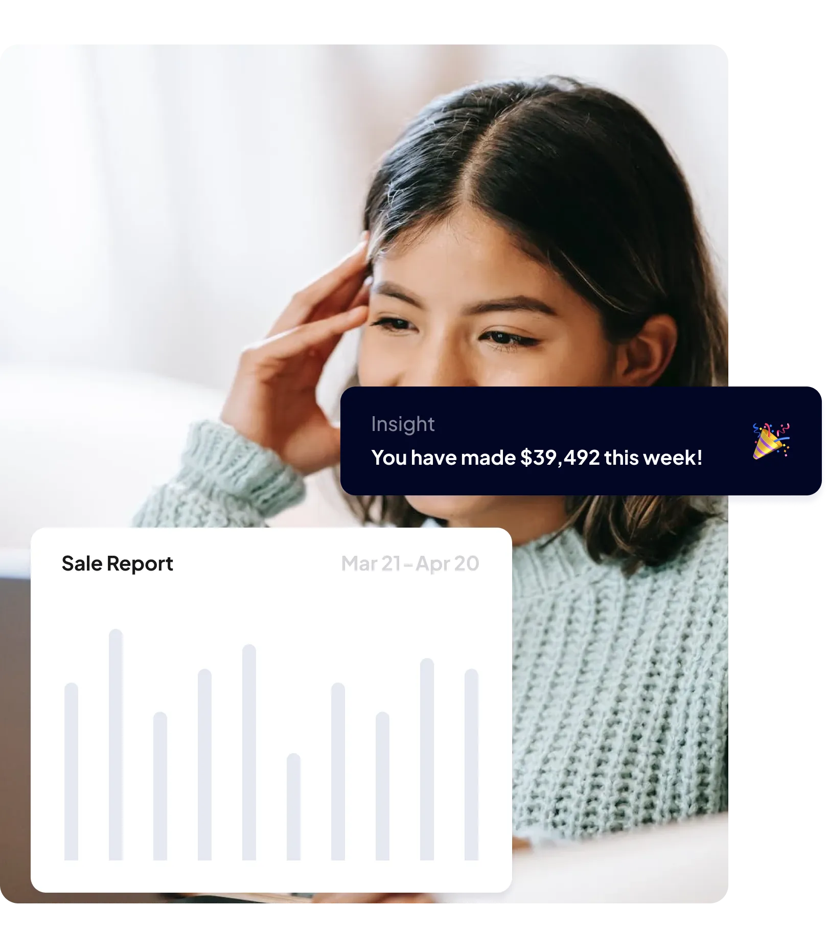 Girl Looking at sale report