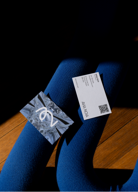 Avia noia buisness cards on blue wavy lines