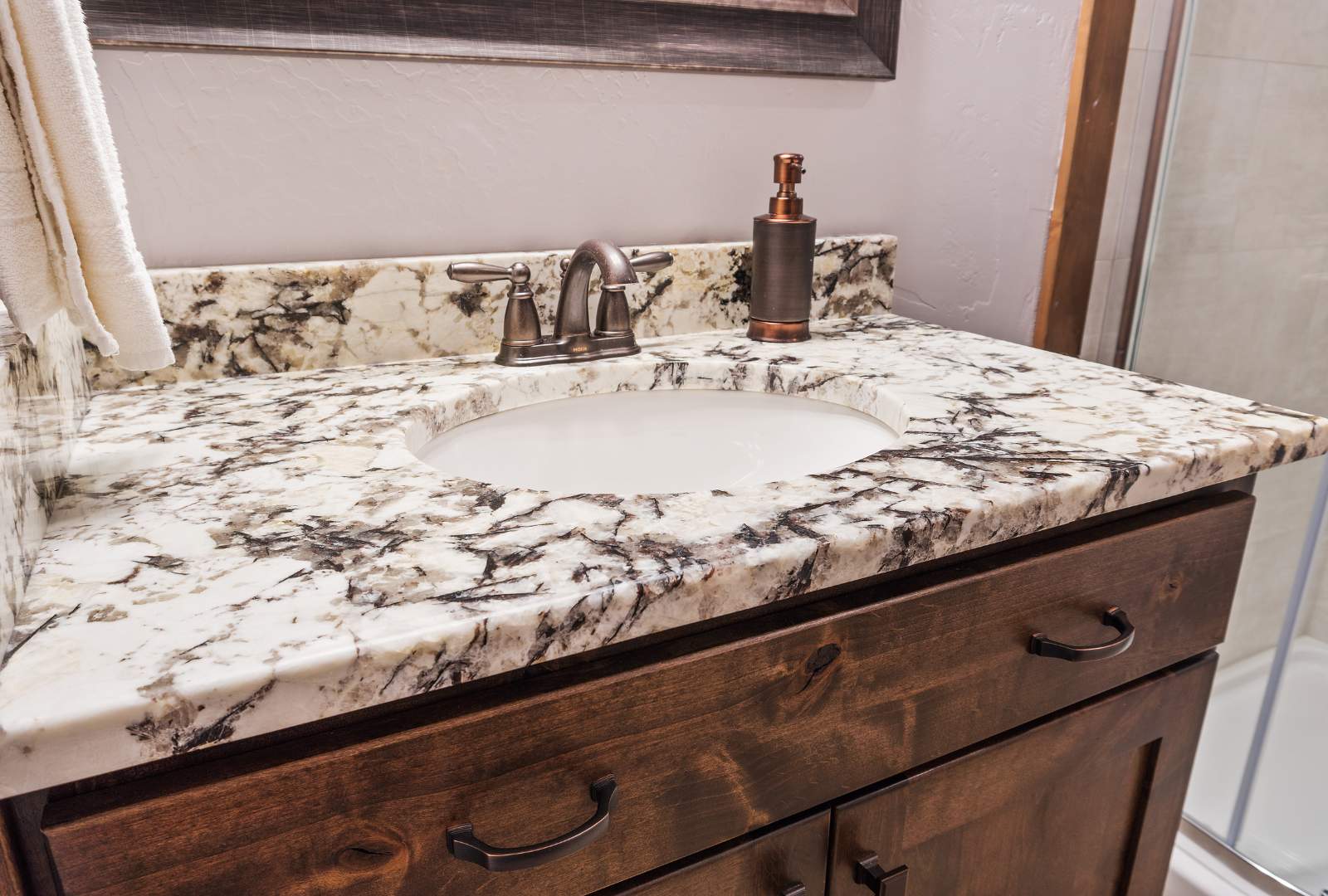 Marble countertop in bathroom