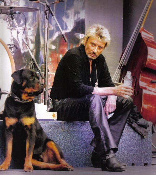 Johnny Hallyday et son Beauceron Toby