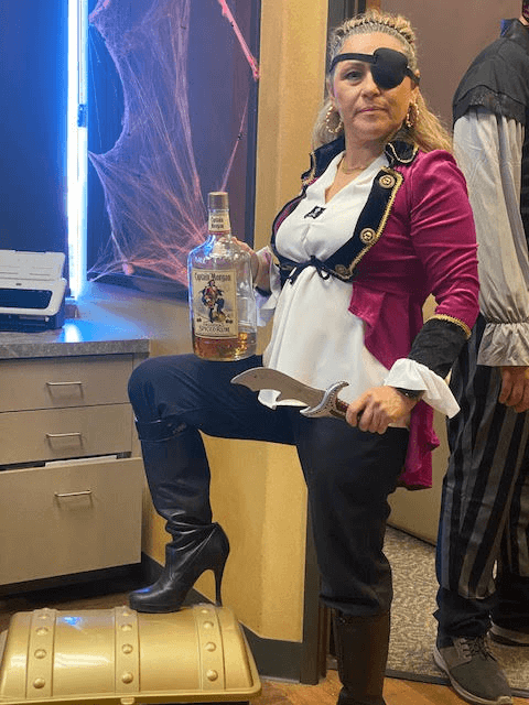 Dental worker dressed as a pirate