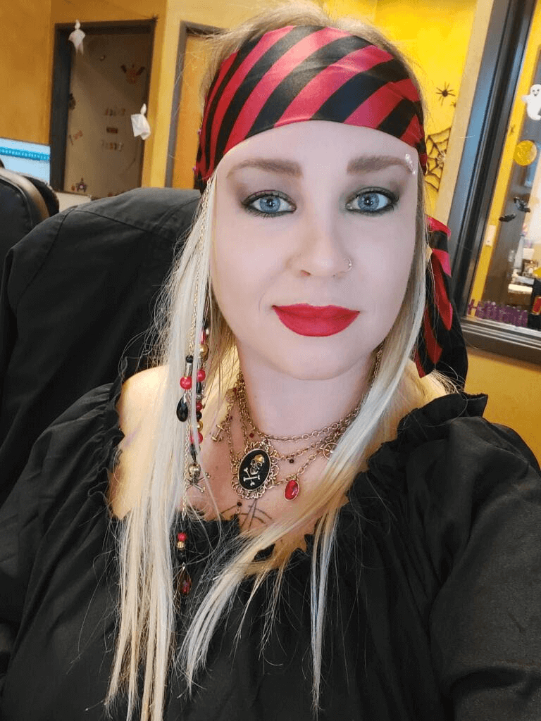 front office staff dressed as a pirate