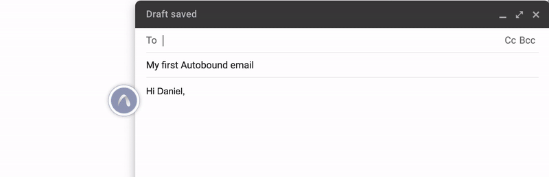 Autobound Chrome extension researching a prospect and generating personalized emails