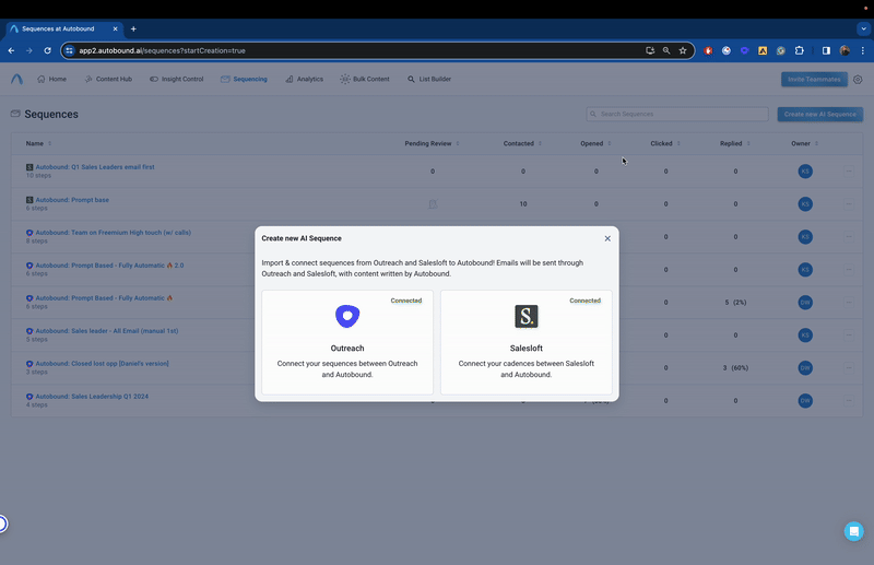 Autobound manual review toggle for AI-generated sequence content