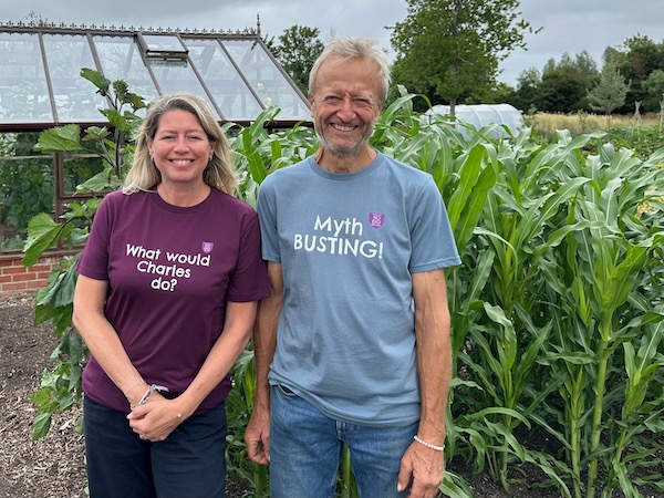 Nicola and Charles with two of the tee shirt new designs